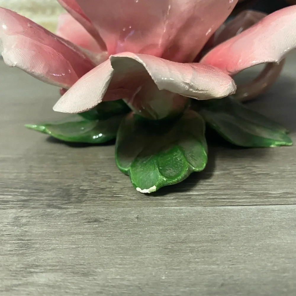Vintage Capodimonte Large Floral Candle Holder with Handle